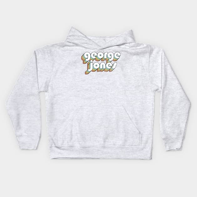 George Jones - Retro Rainbow Letters Kids Hoodie by Dimma Viral